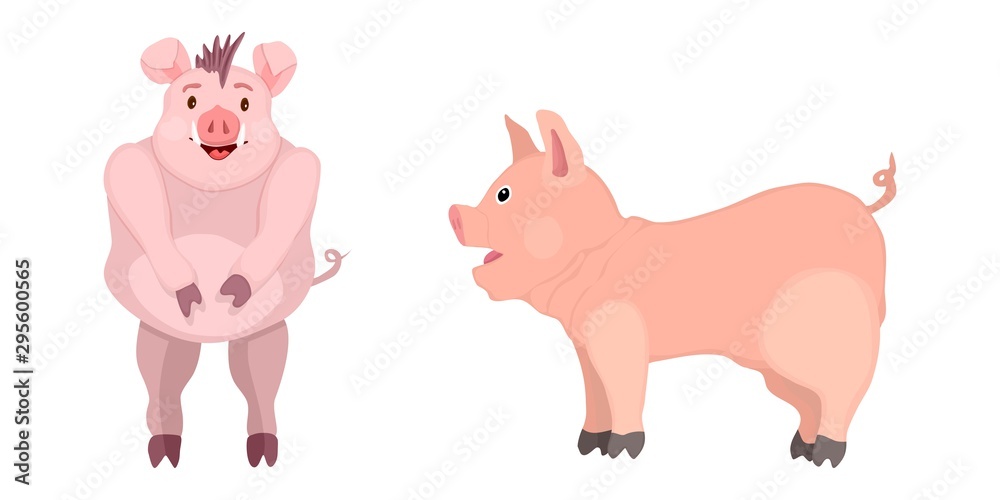 selection of cartoon pigs. drawing mascots of the year selection of cartoon pigs. drawing mascots of the year
