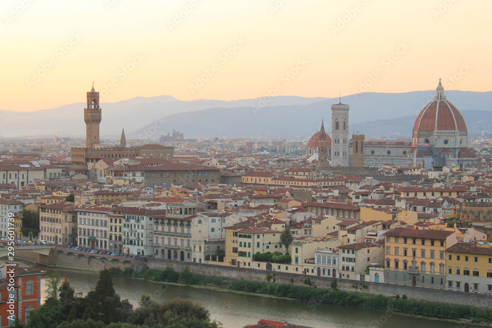Sunset in Florence, city in central Italy and birthplace of the Renaissance, it is the capital city of the Tuscany region, Italy