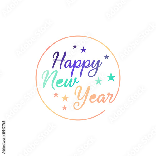 logo design vector template writing happy new year with colorful styles