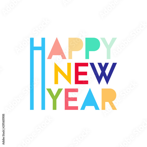 logo design vector template writing happy new year with colorful styles