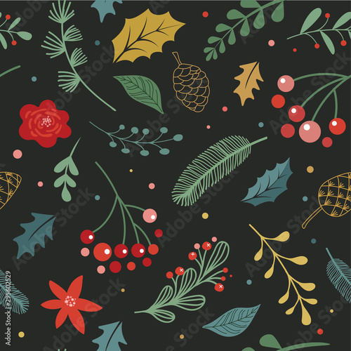 Christmas modern, elegant Scandinavian, nordic seamless pattern. Vecor design