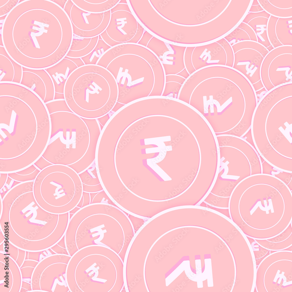 Indian rupee copper coins seamless pattern. Intere Indian rupee copper coins seamless pattern. Intere