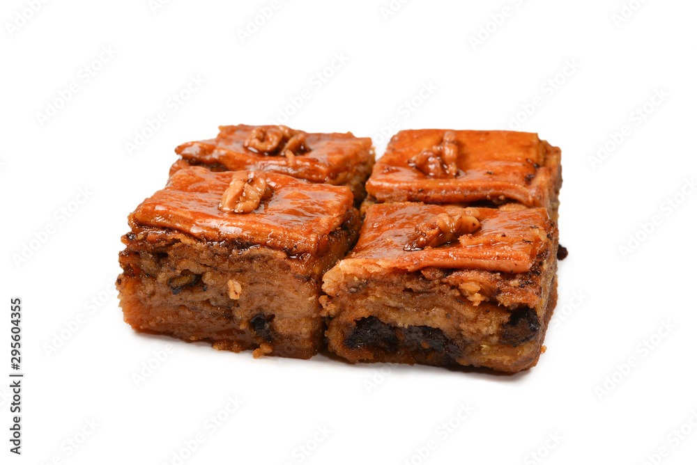 Tasty baklava isolated on white background.