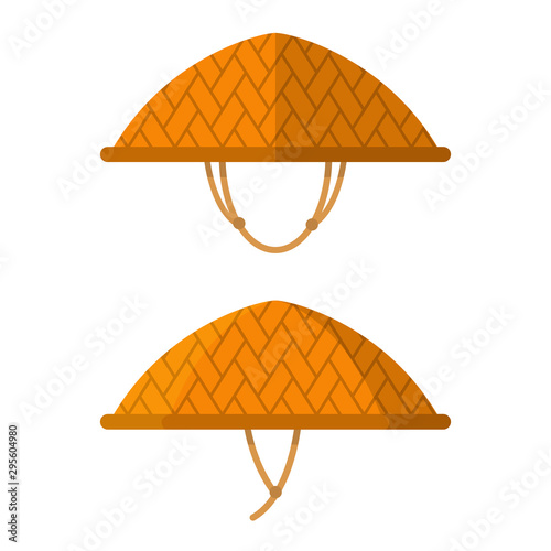 Asian straw hat isolated on white background.