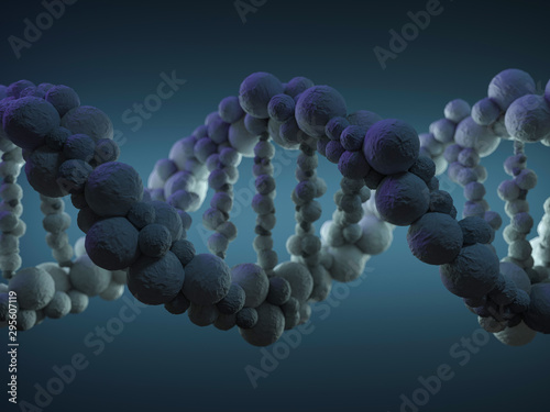 DNA chain. Abstract scientific background. 3D rendering