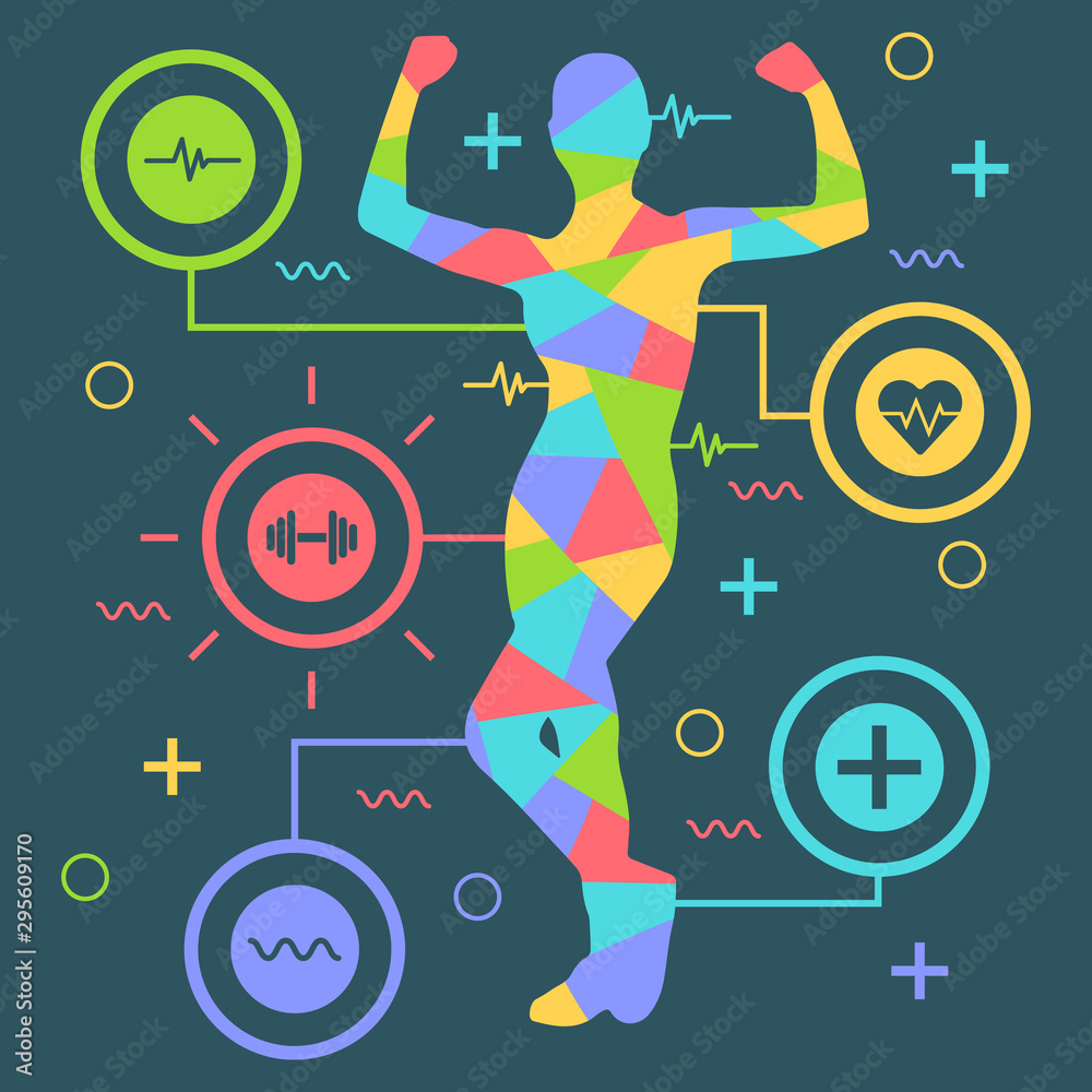 Obraz premium fitness vector flat graphic design