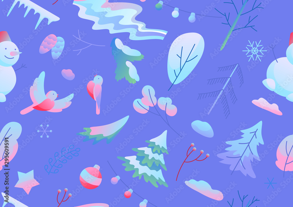 Seamless pattern with winter items. Seamless pattern with winter items.