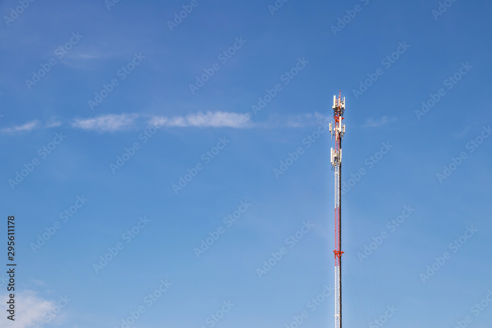 Telecommunication tower with blue sky and white clouds background,satellite pole communication technology. Telecommunication tower with blue sky and white clouds background,satellite pole communication technology.