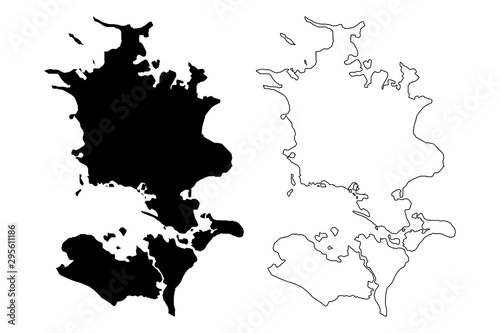 Region Zealand (Kingdom of Denmark) map vector illustration, scribble sketch Sjalland map