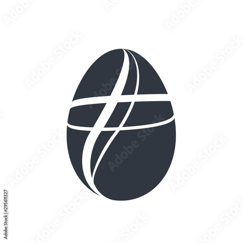 Easter egg icon. Black egg sign, isolated white background. Simple design, decoration Happy Easter. Holiday decorative element. Cute pattern ornament celebration. Spring symbol. Vector illustration