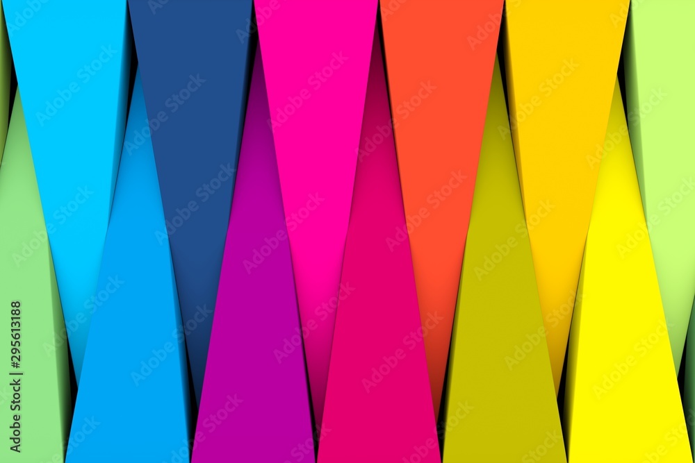 Colorful abstract background with triangle 3D illustration - obrazy, fototapety, plakaty 