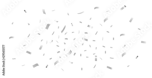Falling shiny silver confetti. Vector illustration celebration background.
