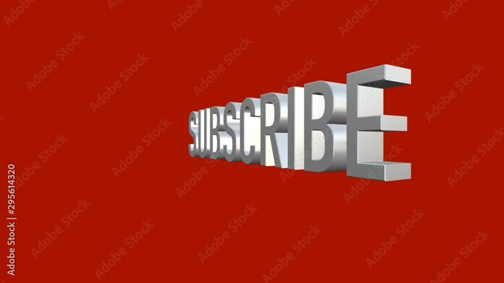 Subscribe 3D rotating text over red background Subscribe 3D rotating text over red background