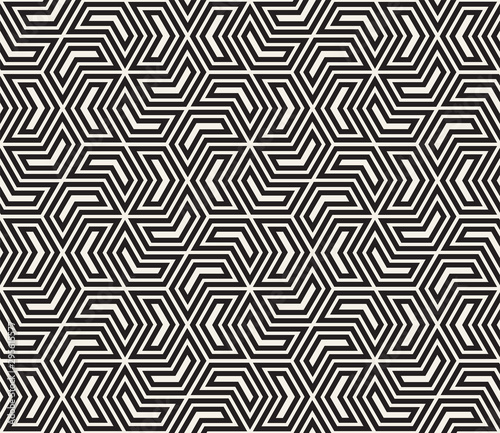 Vector seamless pattern. Repeating geometric black and white lines. Abstract lattice background design.