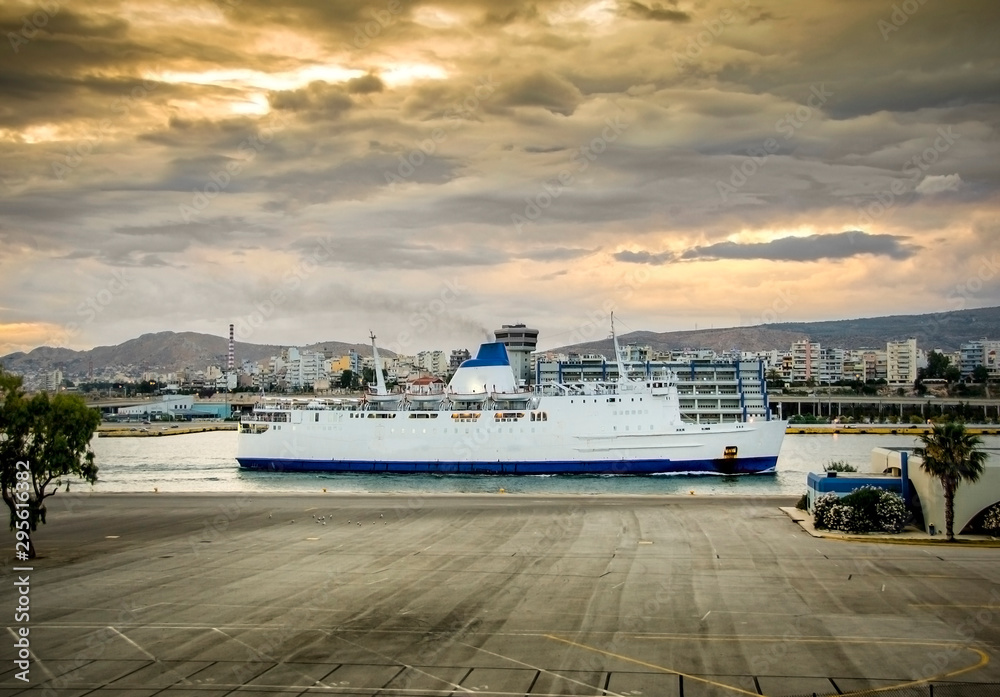 view to the commercial dock of Piraeus port. Greece