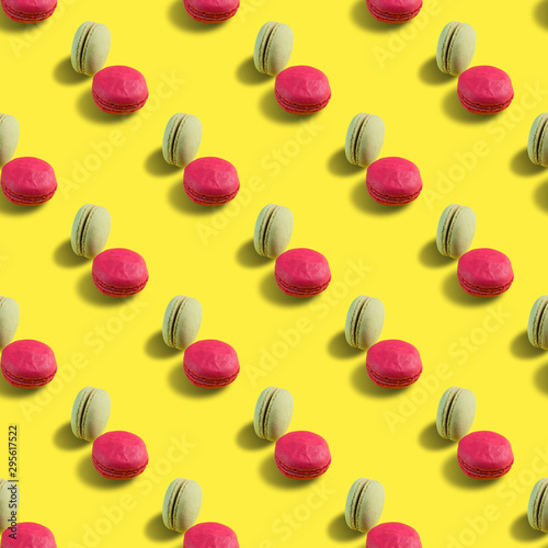 seamless pattern of macaroons on a yellow background