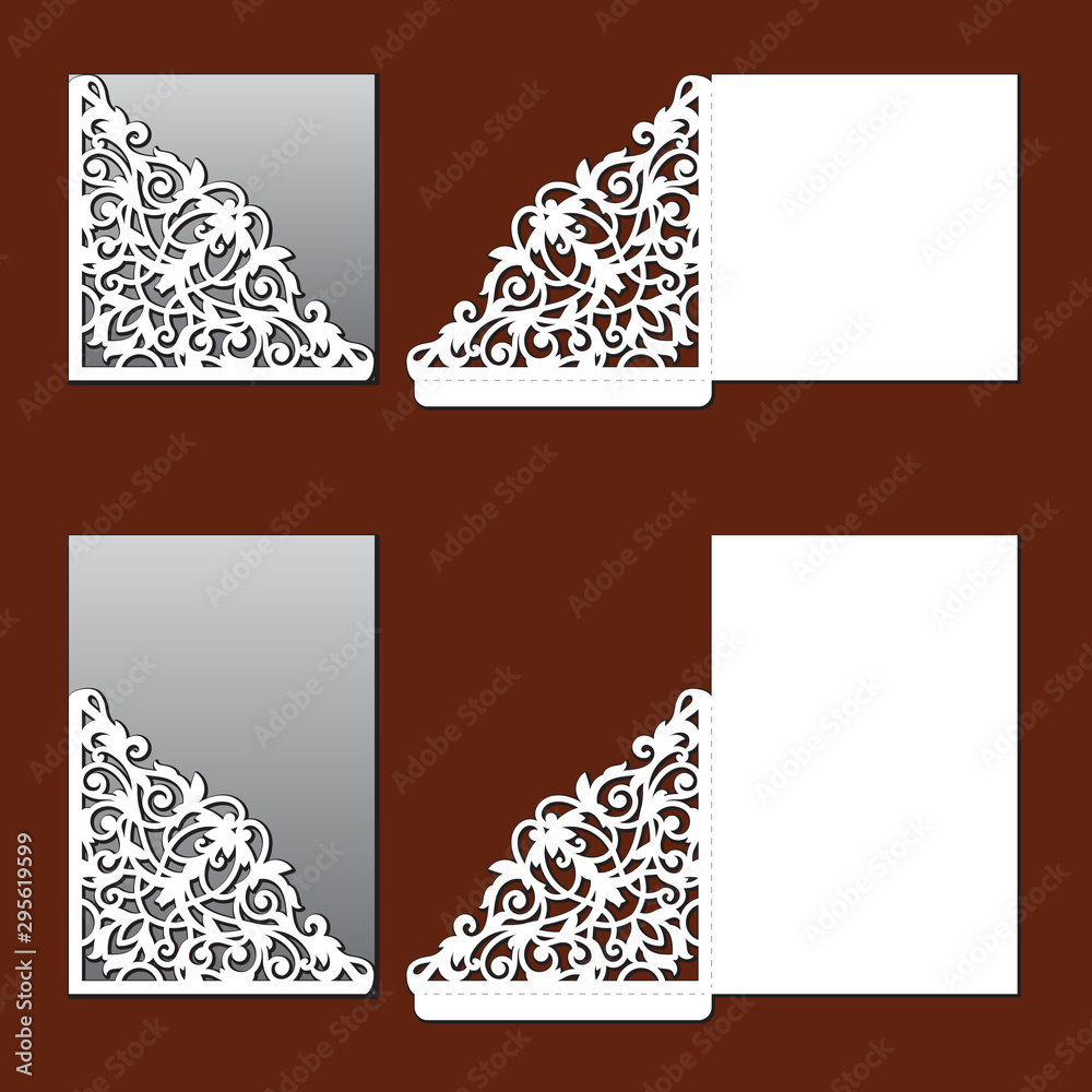 Fotografie Wedding invitation card with lace angular frame at vintage style