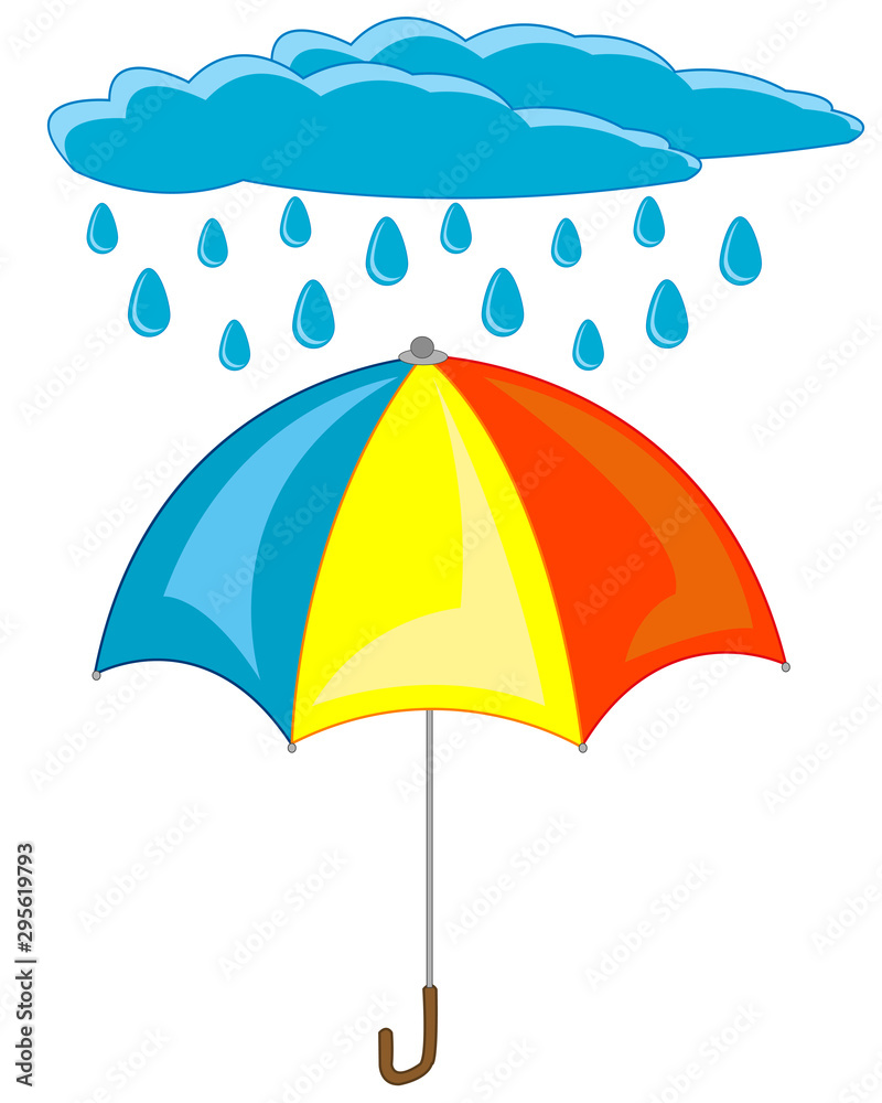 Rain and umbrella on white background is insulated
