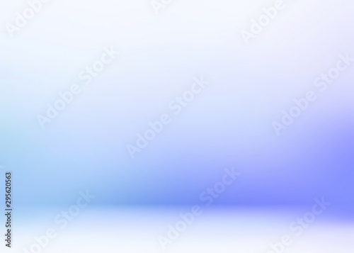 Light blue azure tints. 3d studio cool background. Empty wall and floor abstract template.