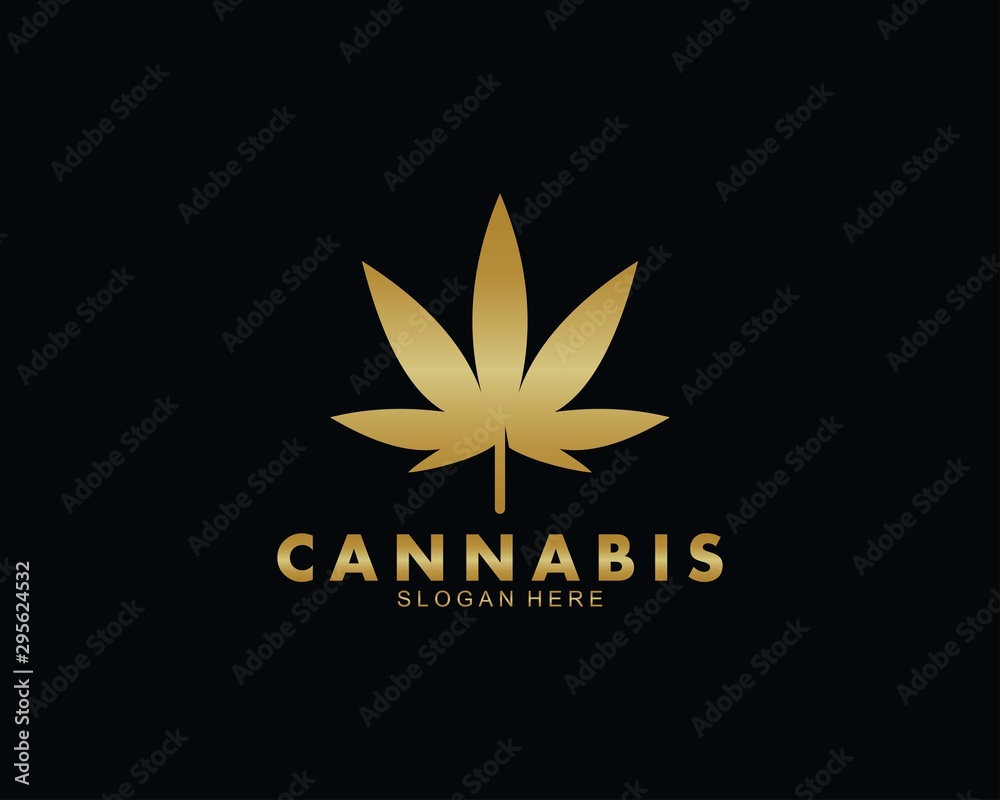 cannabis leaf logo. marijuana health medical logo design template vector illustration