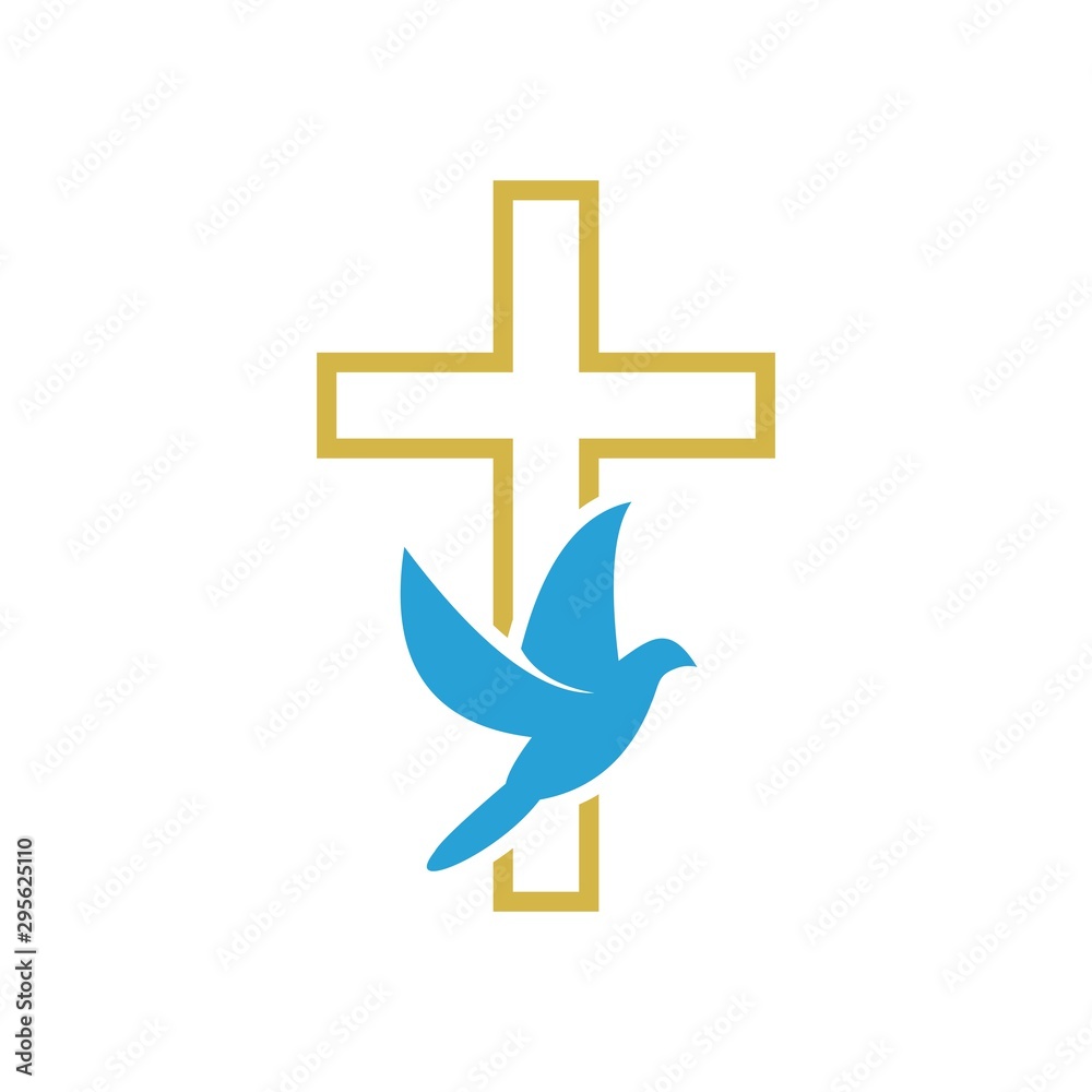 Obraz premium church christian logo vector icon design template. Christian symbols.