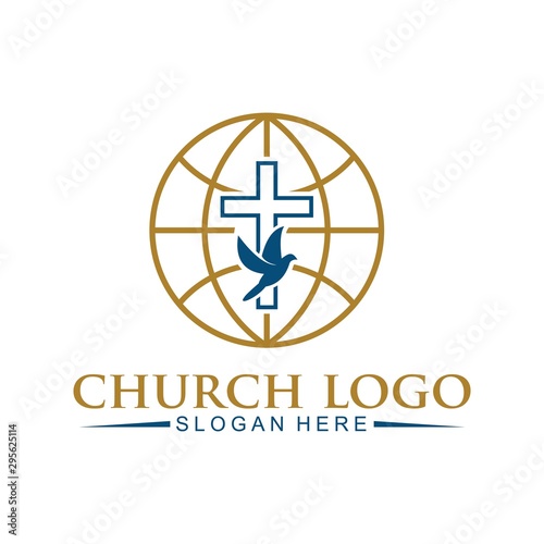 church christian logo vector icon design template. Christian symbols.