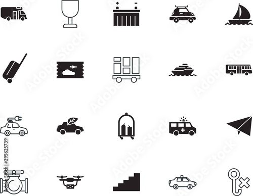 transport vector icon set such as: leisure, global, caravan, center, mail, summer, breakable, camera, square, pressure, piping, tickets, origami, roof, valve, stop, electrical, arrival, world, coach