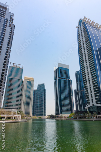 panorama of the residential area Dubai Marina with all the skyscrapers  emirates