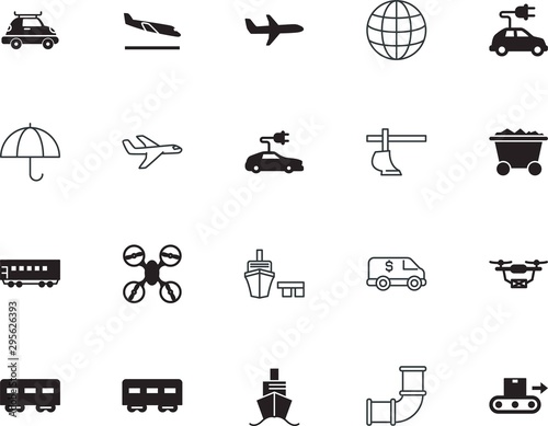 transport vector icon set such as: arrive, luxury, up, piping, encashment, engineering, luggage, terminal, plow, worker, cash, trade, facility, service, abstract, parcel, connection, cardboard