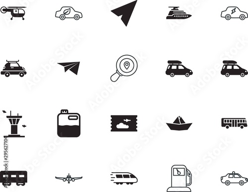 transport vector icon set such as: help, health, order, lights, high, commercial, electro, environmental, subway, aid, yacht, parcel, controller, silhouette, side, healthcare, driverless, repair