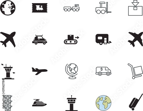 transport vector icon set such as: ball, stoplight, view, america, open, thin, fabrication, lifting, around, van, belt, marine, lamp, activity, fork, fashion, road, encashment, hydraulic, highway