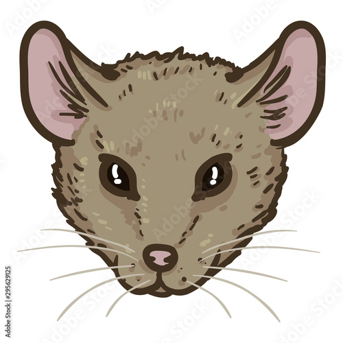 Vector Cartoon Gray Mouse Portrait