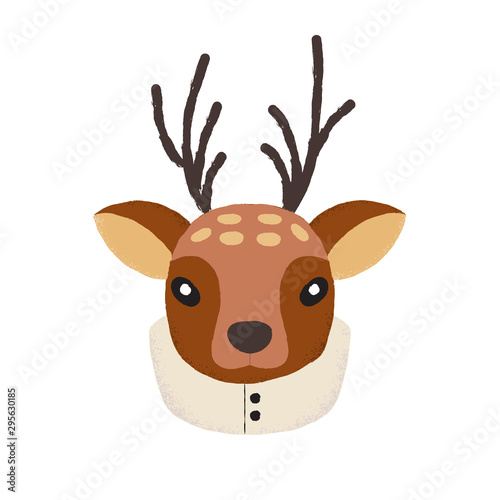 Vector illustration of an isolated textured deer wearing a vintage ruff collar.