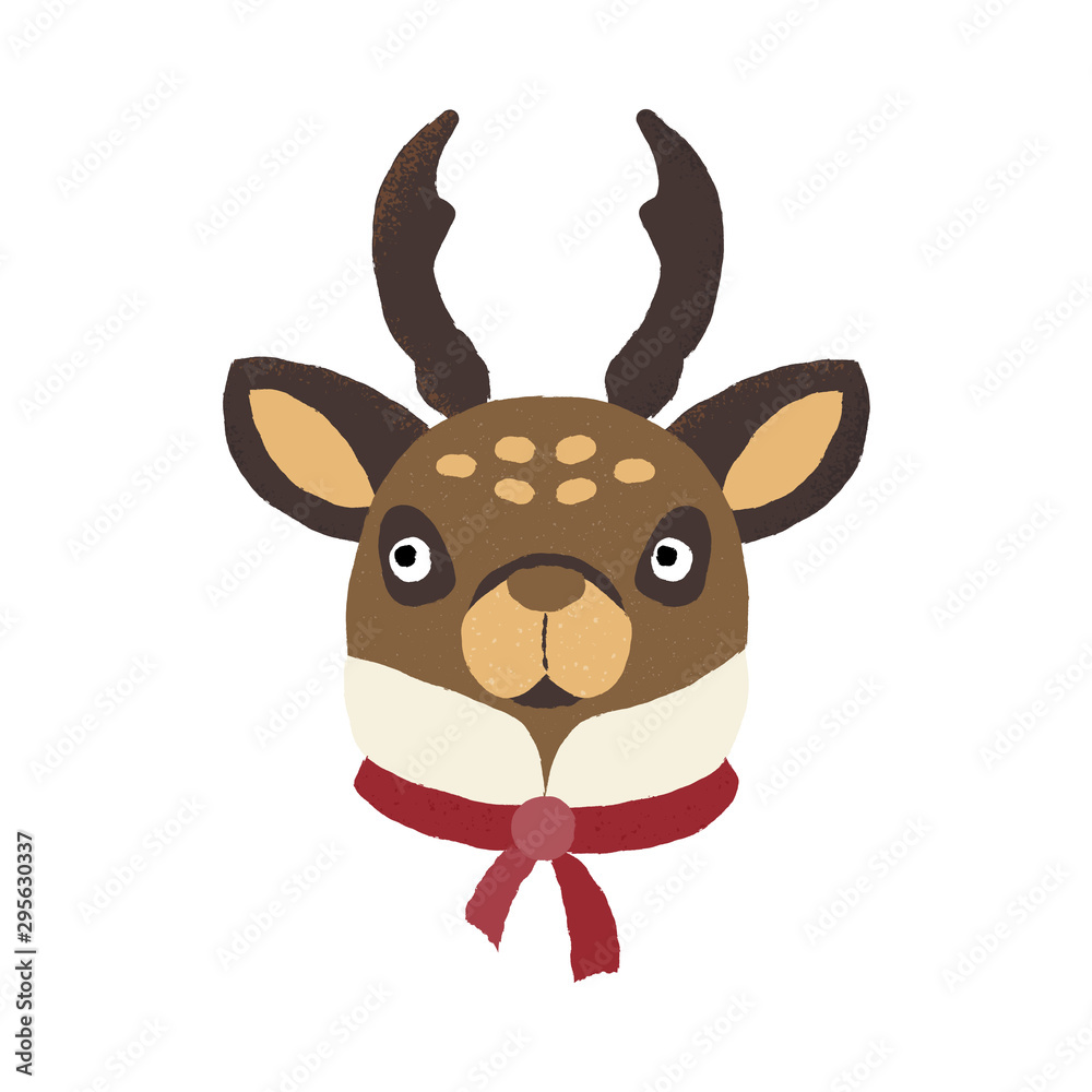 Vector illustration of an isolated textured deer wearing a vintage collar and necktie.