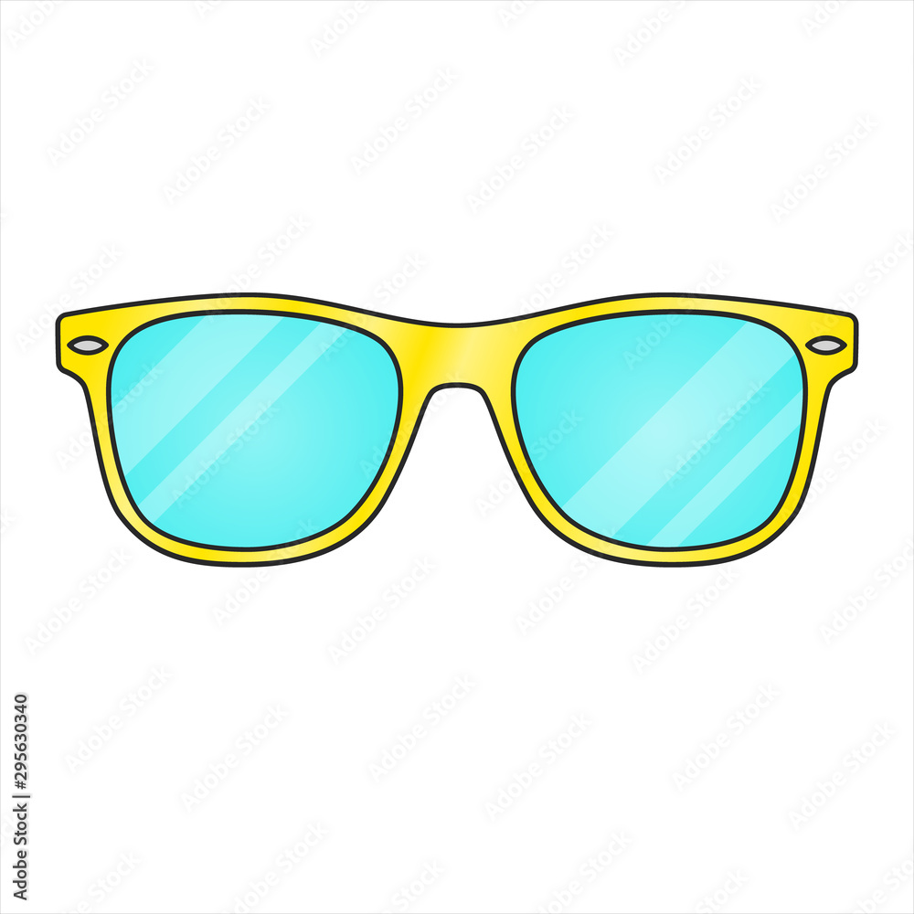Vector illustration of an isolated yellow pair of hipster sunglasses.