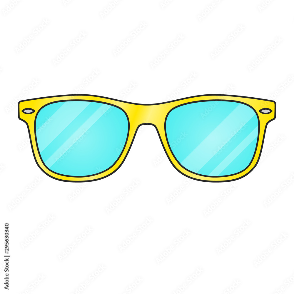 Vector illustration of an isolated yellow pair of hipster sunglasses. Vector illustration of an isolated yellow pair of hipster sunglasses.