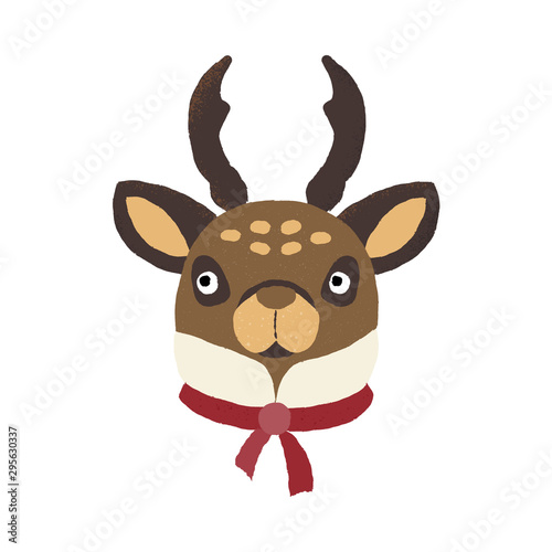 Vector illustration of an isolated textured deer wearing a vintage collar and necktie.