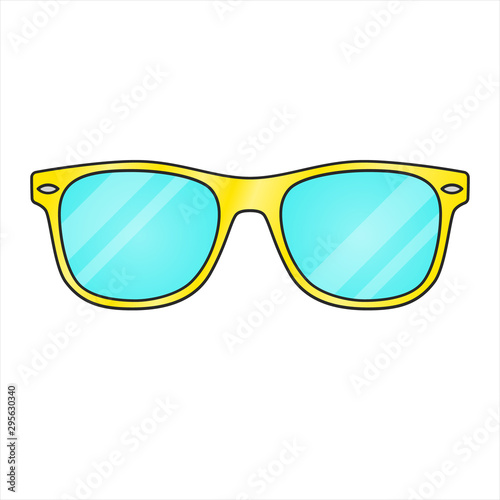 Vector illustration of an isolated yellow pair of hipster sunglasses.