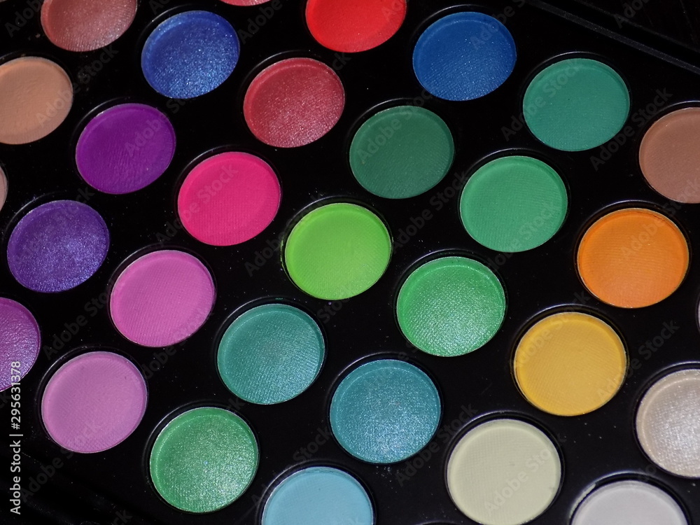 Palette of shadows, bright saturated colors, many shades. Palette of shadows, bright saturated colors, many shades.