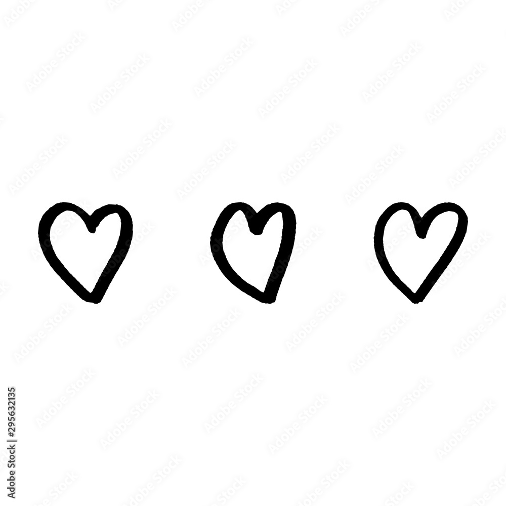 Set of abstract black hearts on white background for celebration decoration design. Hand drawing style. Valentine day, heart vector icon. Vector design. Holiday illustration. Decoration element. Set of abstract black hearts on white background for celebration decoration design. Hand drawing style. Valentine day, heart vector icon. Vector design. Holiday illustration. Decoration element.