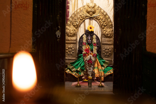 Goddess Durga devi Sculpture inside the temple.