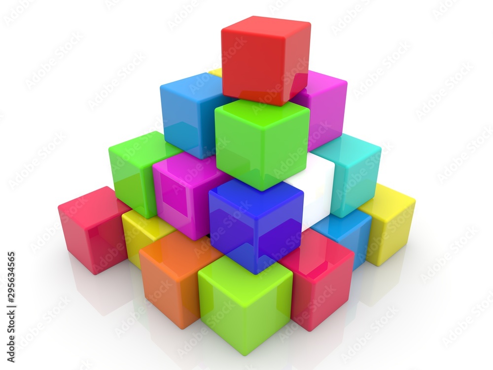 Randomly stacked colorful cubes Randomly stacked colorful cubes