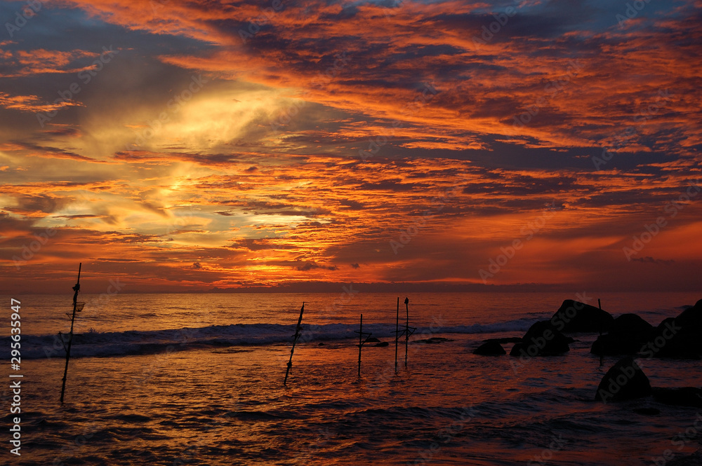 An astonishing sunset over the ocean in Sri Lanka