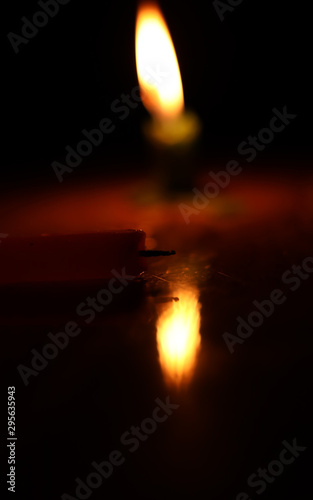 Candle light in the dark room with mirror effects