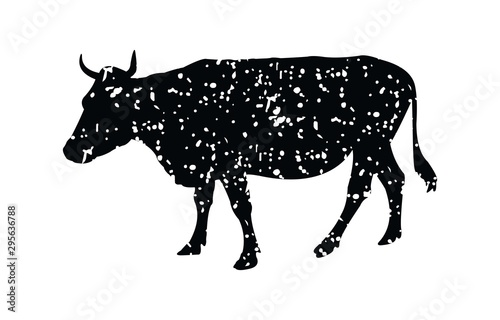 Silhouette of a cow. of farm animals cows isolated on white.