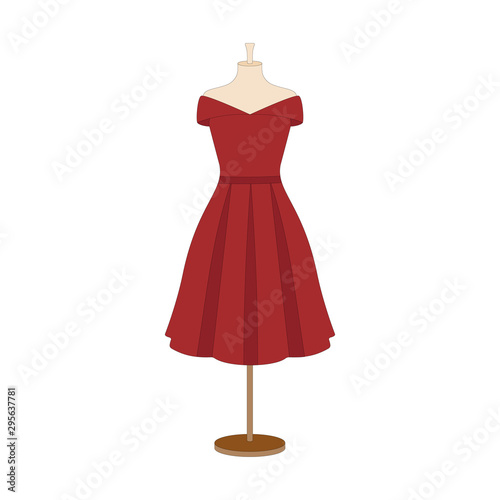 Vector illustration of an isolated classic style dress on a mannequin.