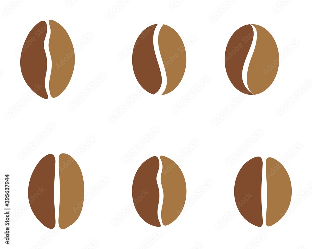Coffee bean logo design template vector illustration. Isolated coffee beans on white background Coffee bean logo design template vector illustration. Isolated coffee beans on white background