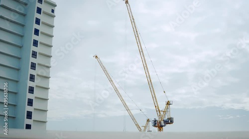 A large crane that is building blocks