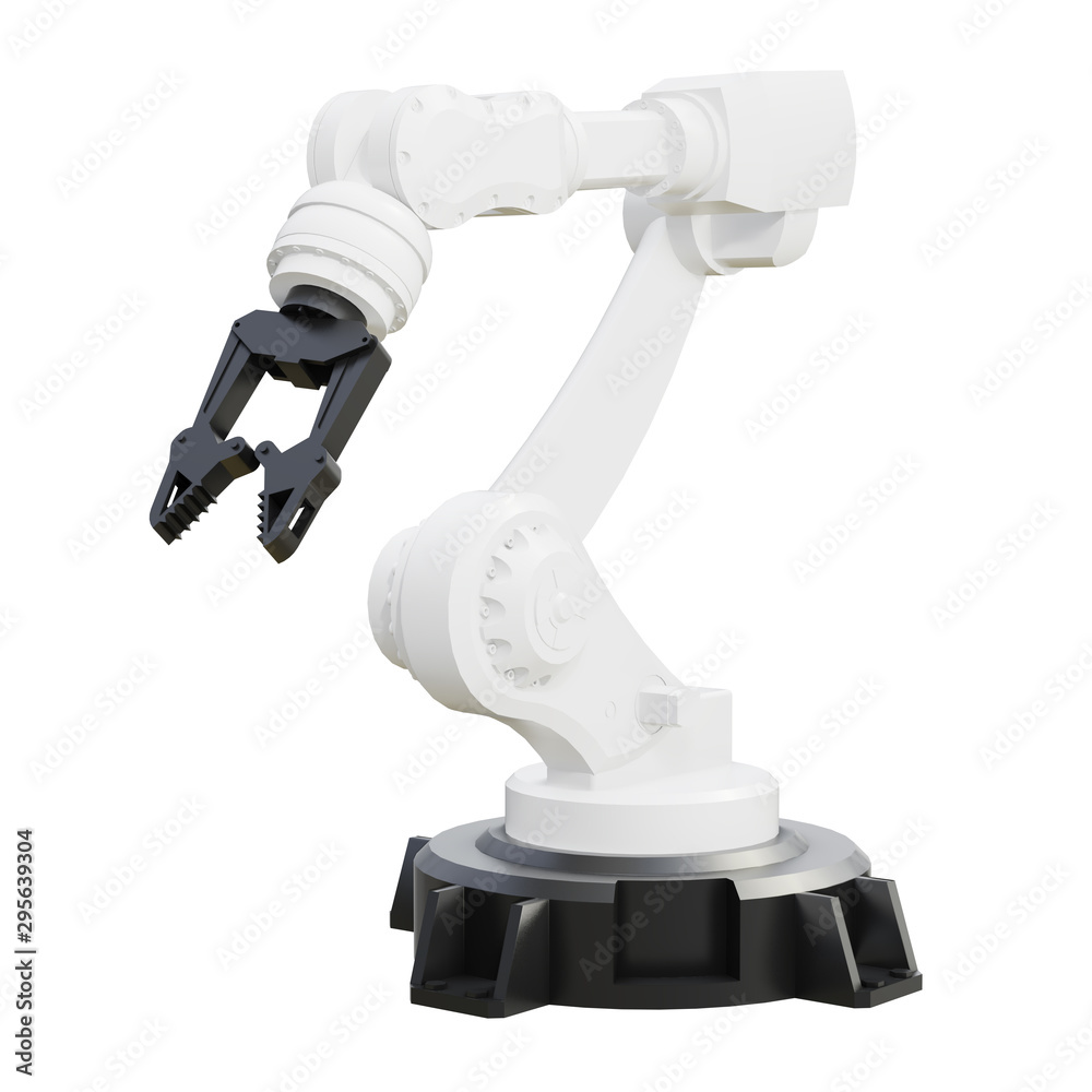 Robotic arm on white background. Mechanical hand. Industrial robot ...