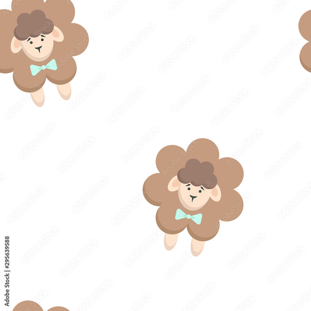 Obraz premium Seamless lamb vector pattern on white background. Easter, design for baby print, Wallpaper, fabric, poster.